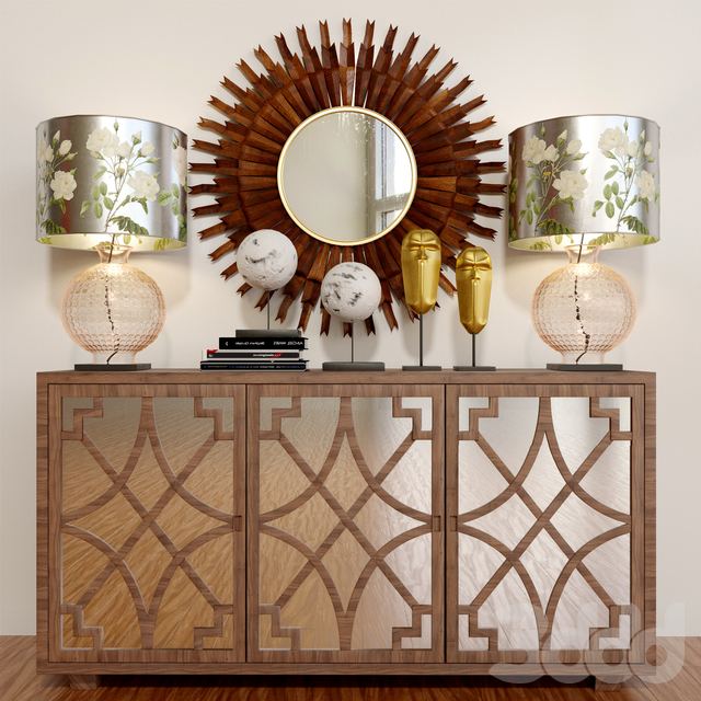 Ethical chest of drawers with a mirror and a lamp