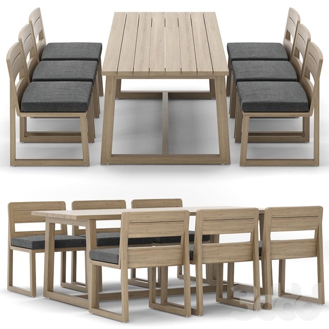 RH Outdoor Sebastian rectangular table chair