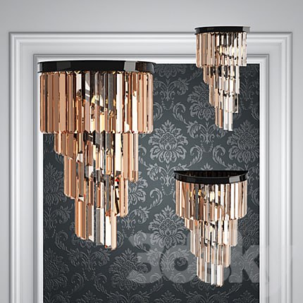 Wall lamp RH Odeon Clear Glass 4 Square