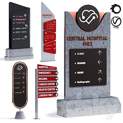 3d model of hospital information board for exterior