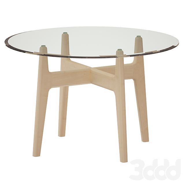 Tate 48 "Round Dining Table with Glass Top and Sand Base (Crate and Barrel)