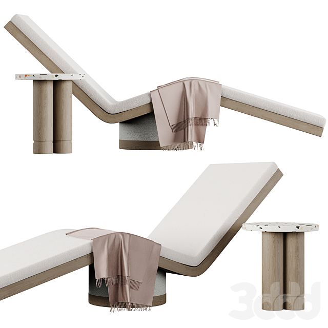 Wabi-ji-style recliner and side table