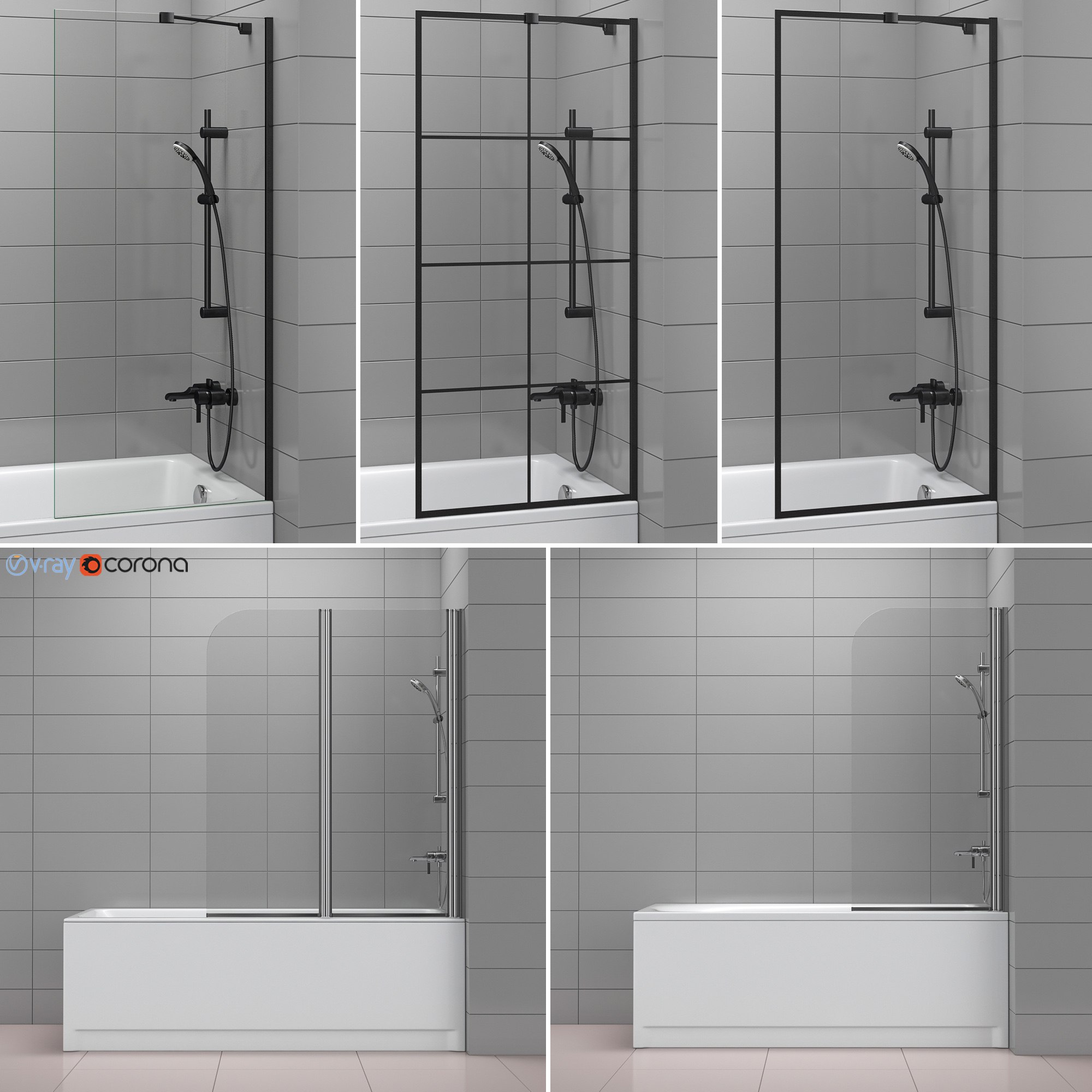 Cersanit and Radaway set 42 bath and bath screens