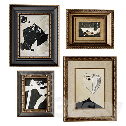 Abstract art in carved frames