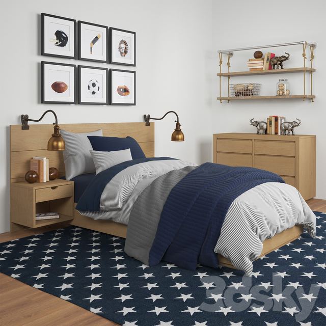 CALLUM FLOATING NIGHTSTAND PLATFORM BED, Restoration Hardware ,