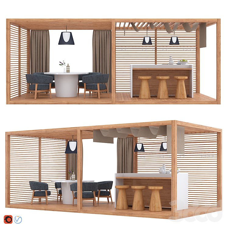 Garden Gazebo Zen Light Double by Exteta