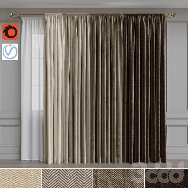 Набор портьер на карнизе 21. Бежевая гамма