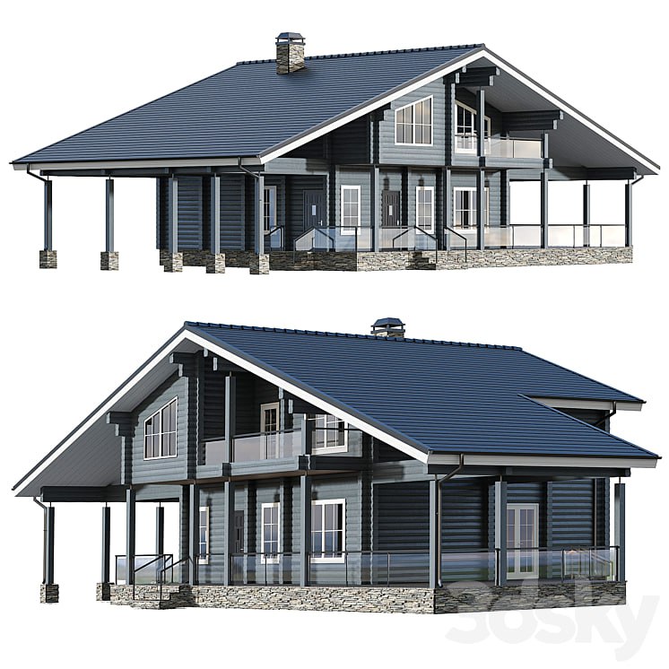 Glued laminated timber house with carport and large terrac