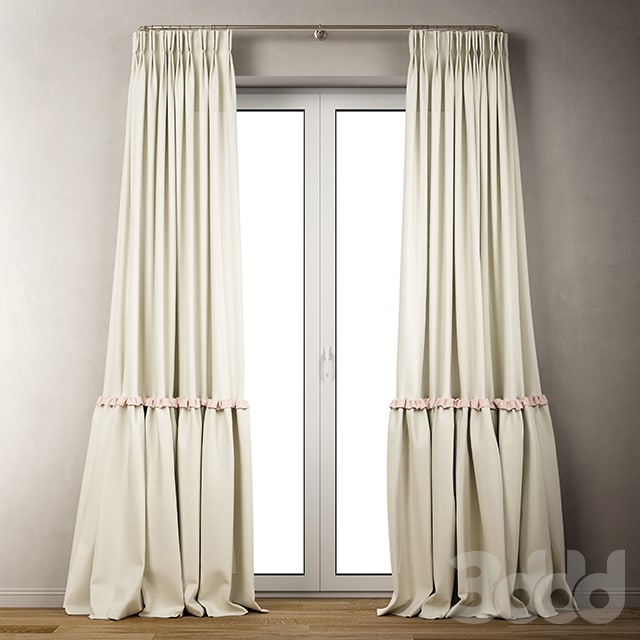 Сotton draped curtains with ruffles / Пышные шторы с рюшами