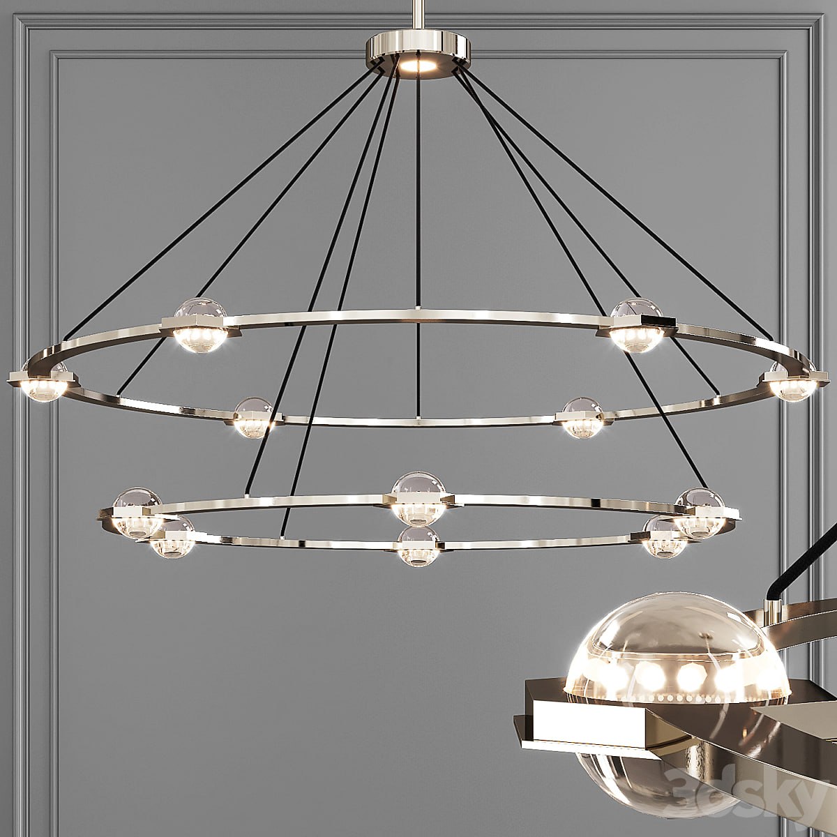 Restoration Hardware ECLATANT ROUND 2-TIER CHANDELIER 60 Nickel