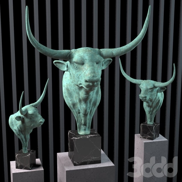 Sculpture of a bull&;s head
