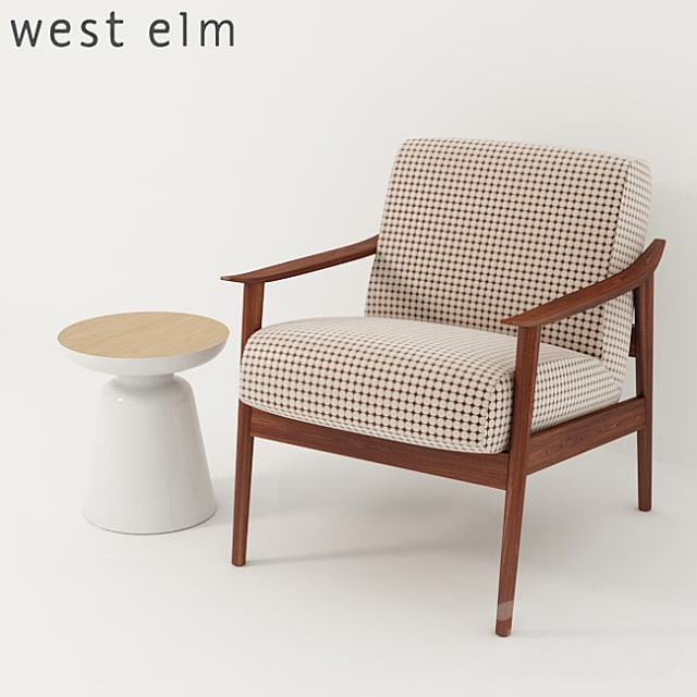 West Elm. Mid-Century Show Wood Upholstered Chair + Martini Two Tone Side Table