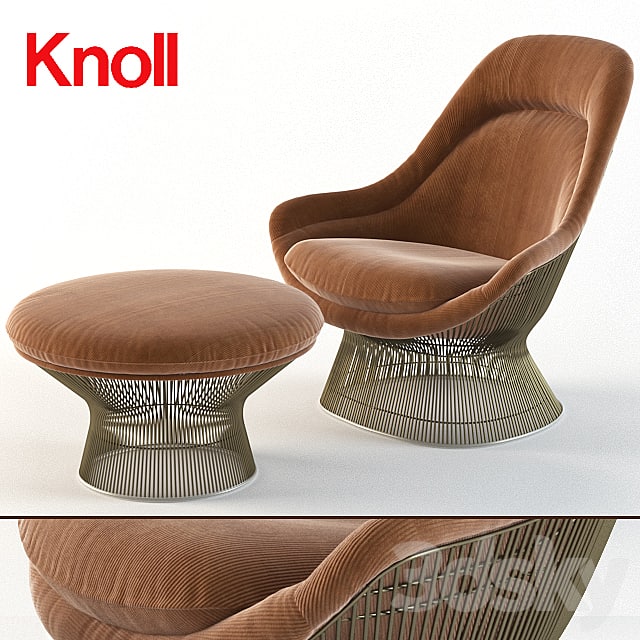 Warren Platner Easy Chair, Knoll, ottoman
