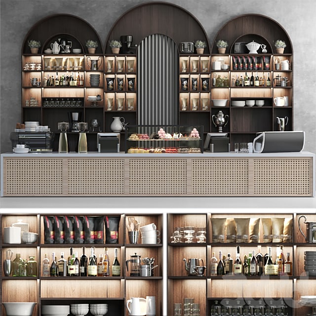 A huge design project for a cafe with desserts and a designer coffee machine. coffee point