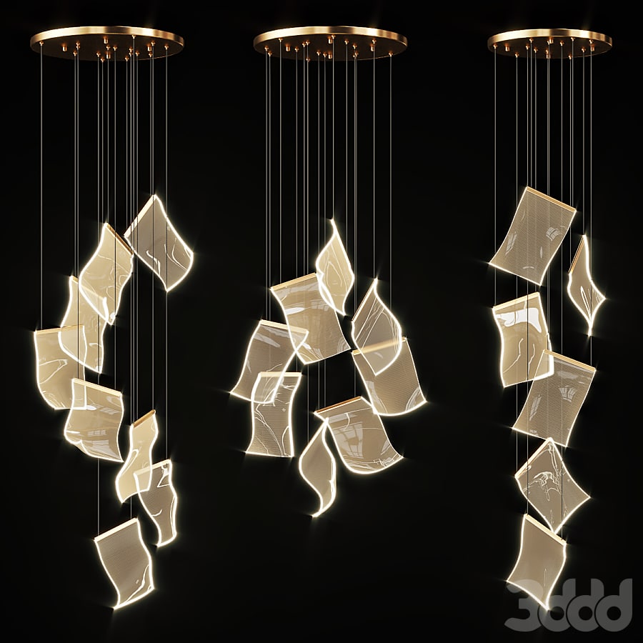 Chandelier with Curved Acrylic Plates Miran