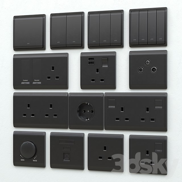 Schneider pieno switches & sockets matte black