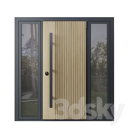 Entrance door with transoms to cottage 03