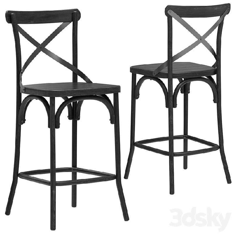 Deephouse semi-bar stool BELLA CROSS black