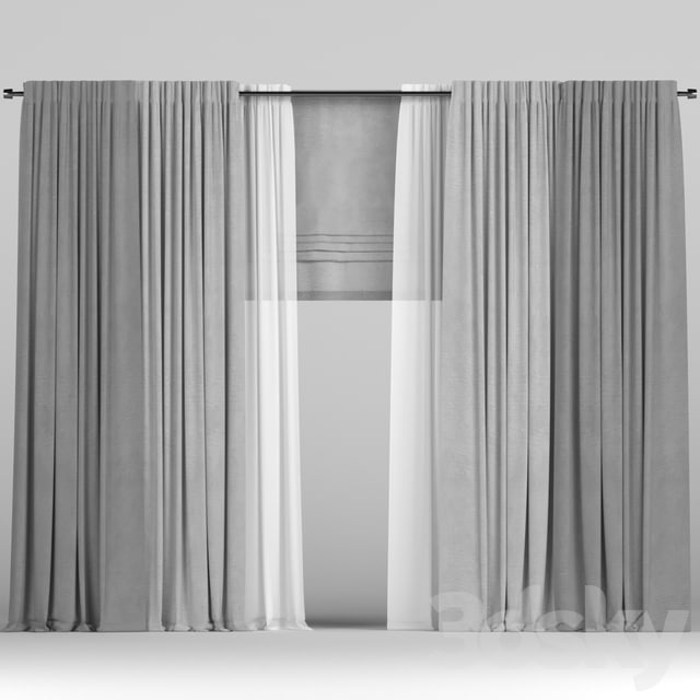 Curtains with roman and tulle