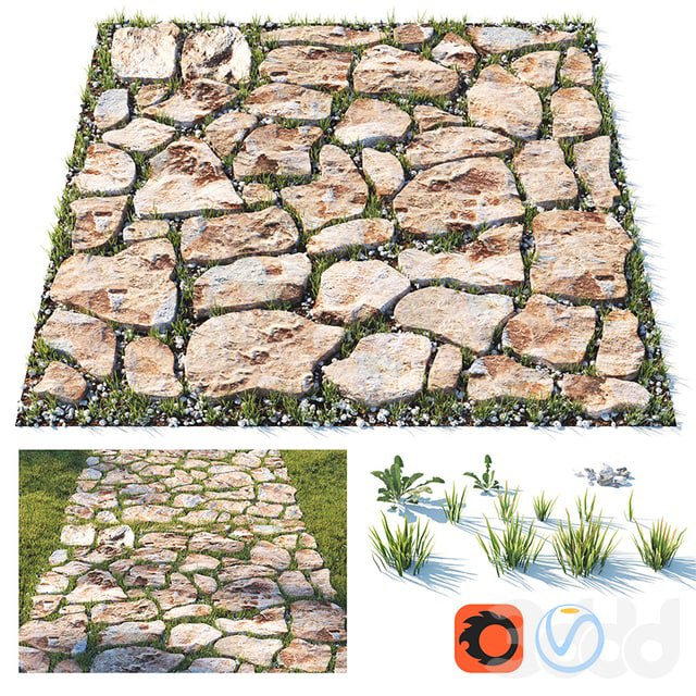 -Decorative grass path-, , stone, , , , ,