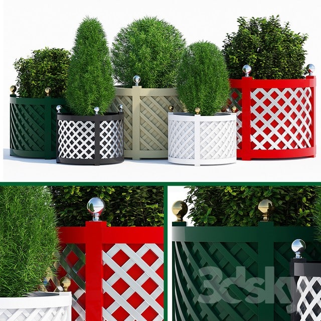 Round treillage planters