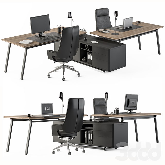 Employee Set Wood and Black - Office Furniture