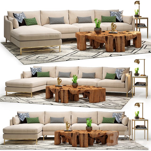 Benson Sectional & Meteor Coffee Table Set