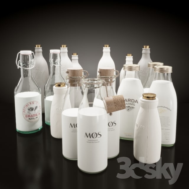 Milk bottles set