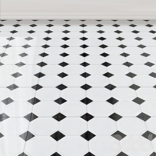 FestivalWhite and Black Dot Octagonal II Porcelain Mosaic