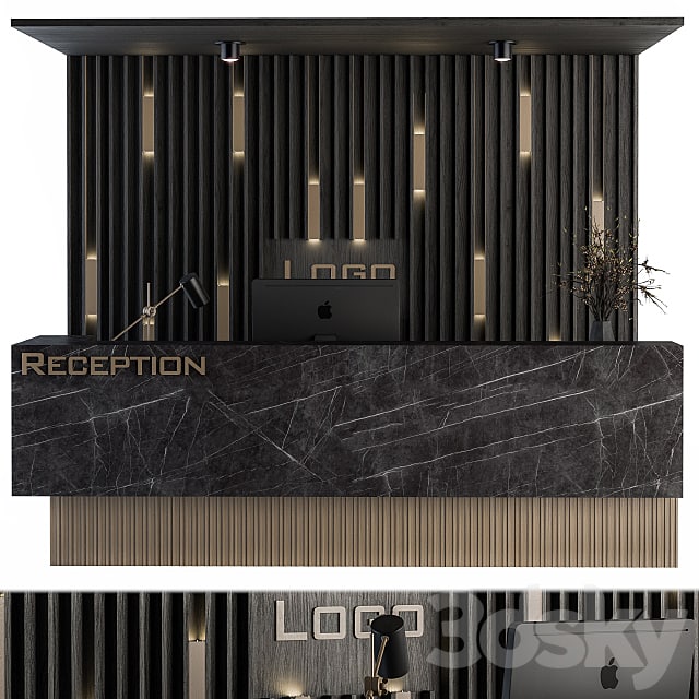 Reception Desk and Wall Decor - Set 04