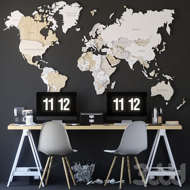 Office set with map