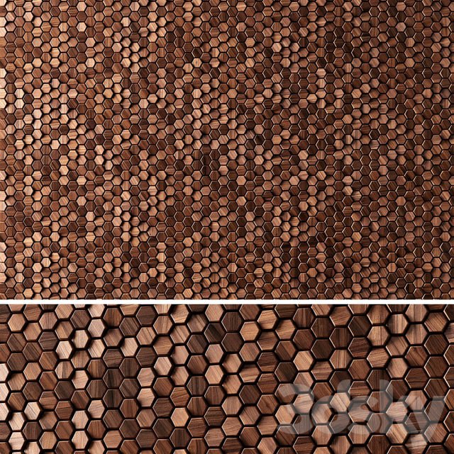 3D panels WOODEN Hexagon