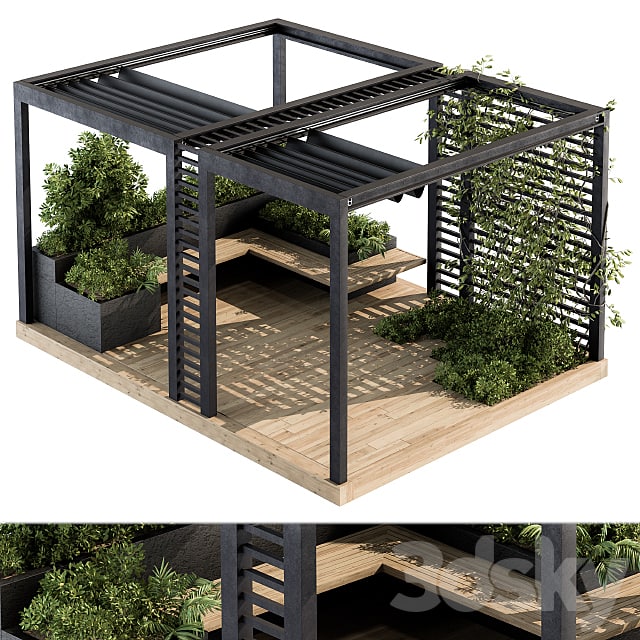 Roof Garden and Landscape Furniture with Pergola 05