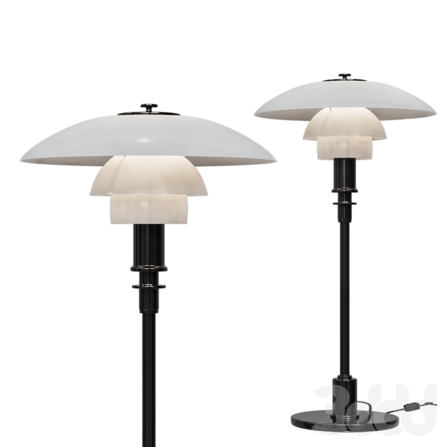 Table lamp Louis Poulsen black PH3 / 2 white glass