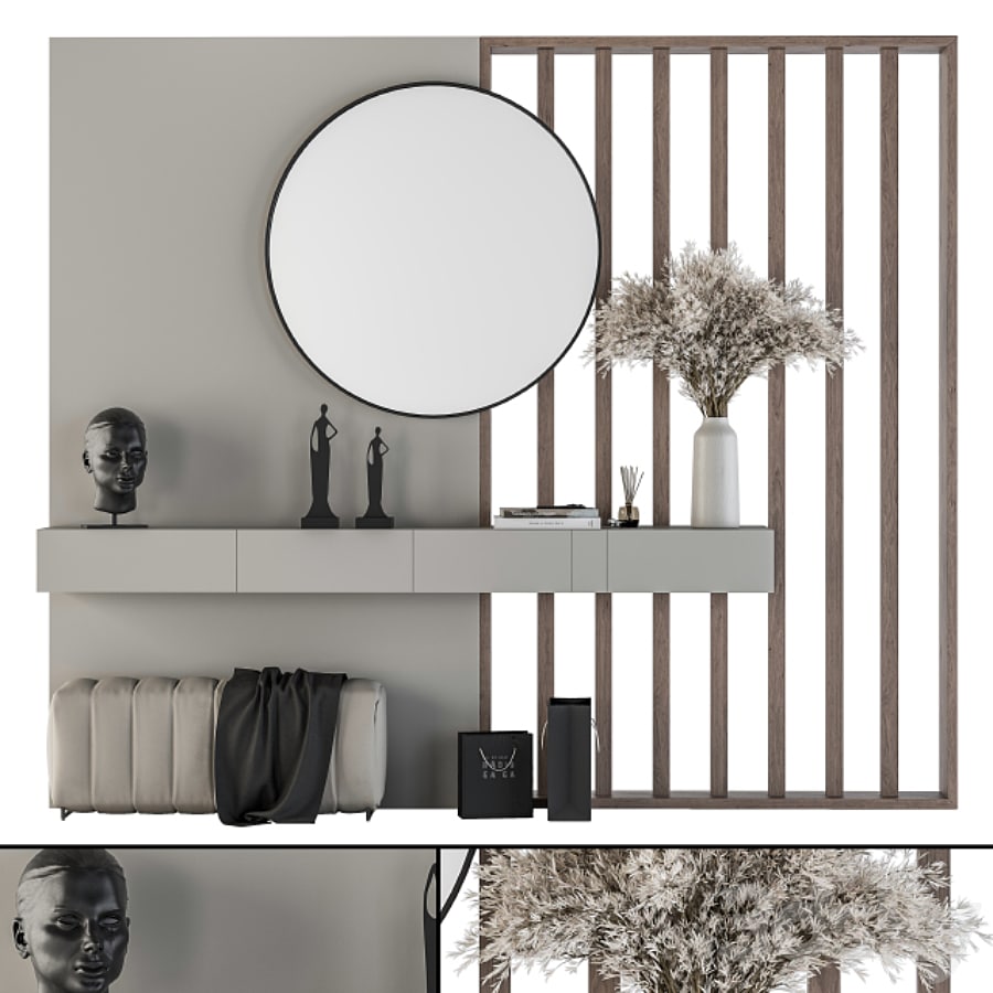 Hallway 12 - Gray and Wood Set