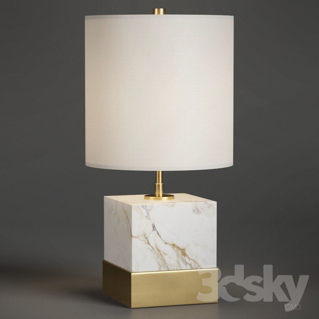 Rockport Marble and Brass Square Accent Table Lamp