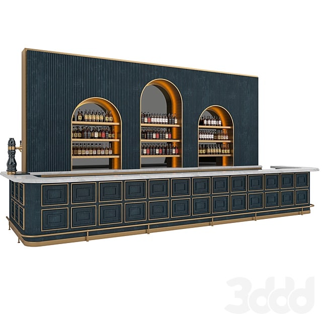 Restaurant Bar set 06 LOFT Gold & Dark Blue