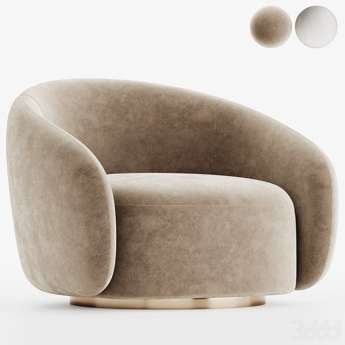 EICHHOLTZ Swivel Armchair BRICE Boucle Cream