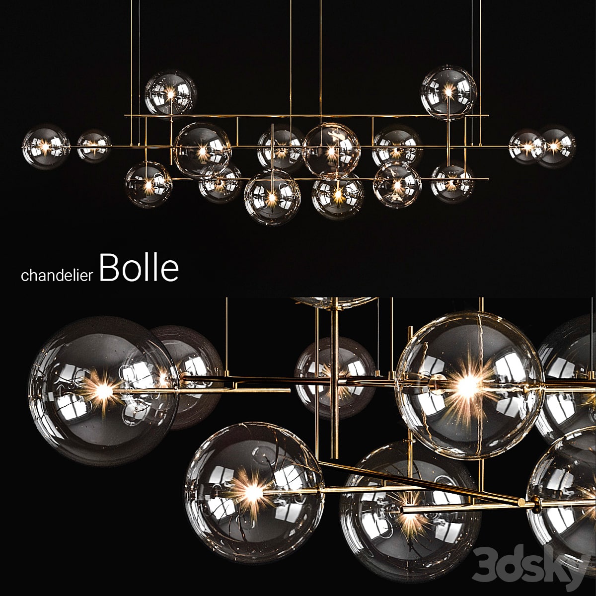 Chandelier Gallotti & Radice Bolle horizontal big light