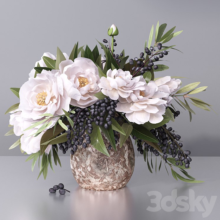 Flower Arrangement- peony grape leaf twig