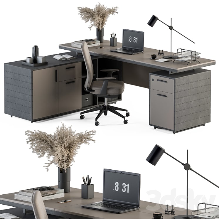 Boss Desk Cream and Black - Office Furniture 255