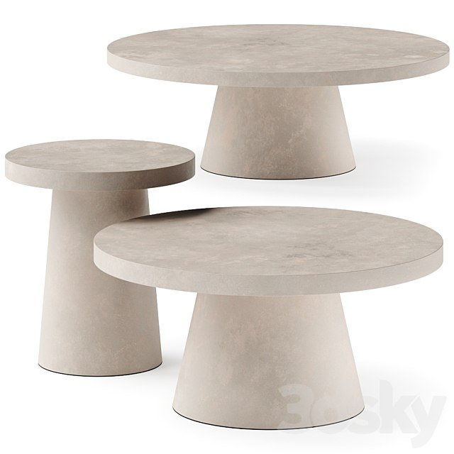 West Elm Two-Tone Concrete Side Round Coffee Tables