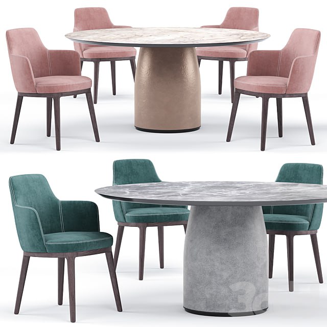 Lucylle dining armchair and bule table Lema