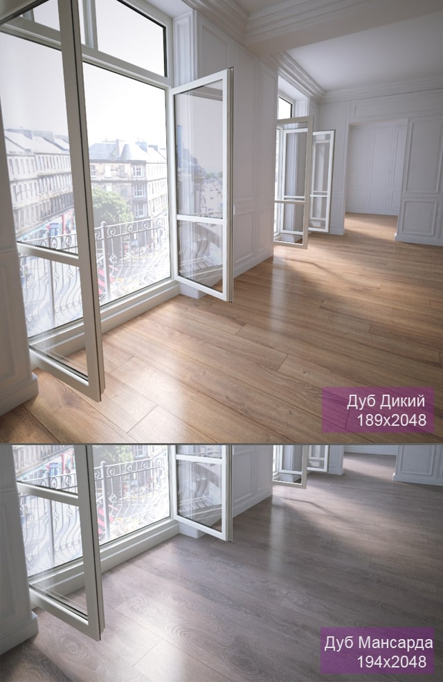 2 types of parquet: Oak Wild Oak Attic