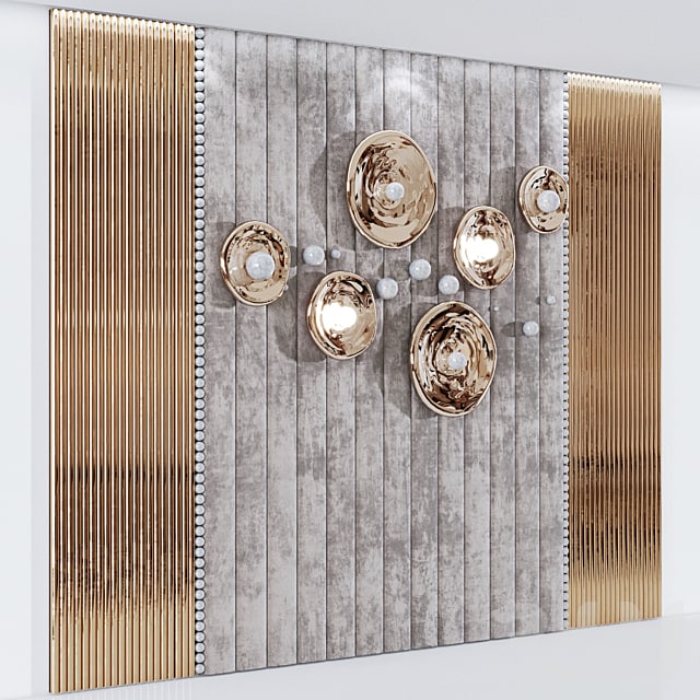 Headboard made of soft beige panels and 3d decor