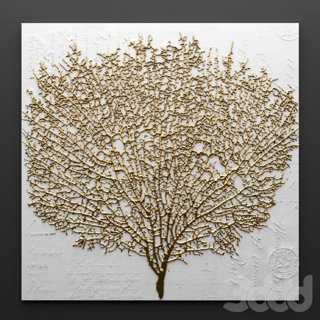 Decor for wall. Panel. 3D, coral, wall decor, picture, gold, luxury, luxury, decor, marine decor