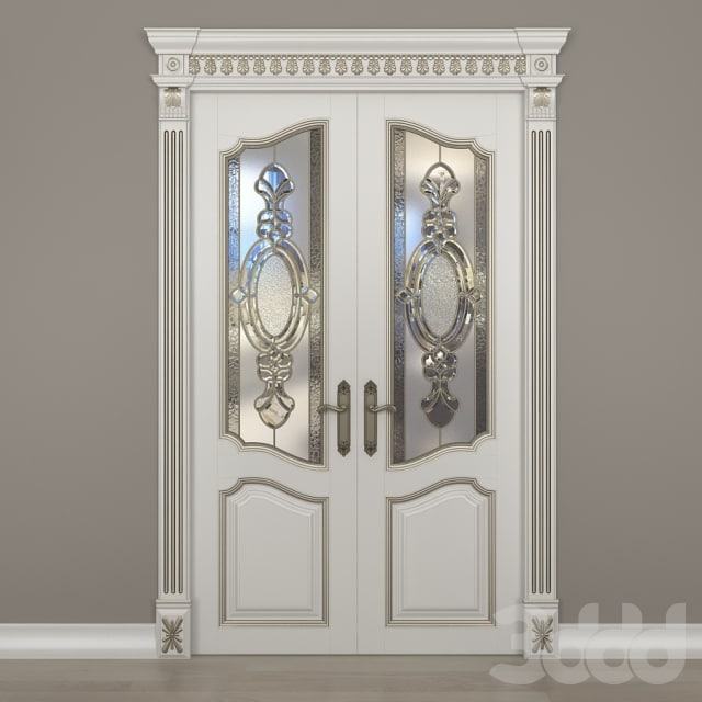 Door with stained glass