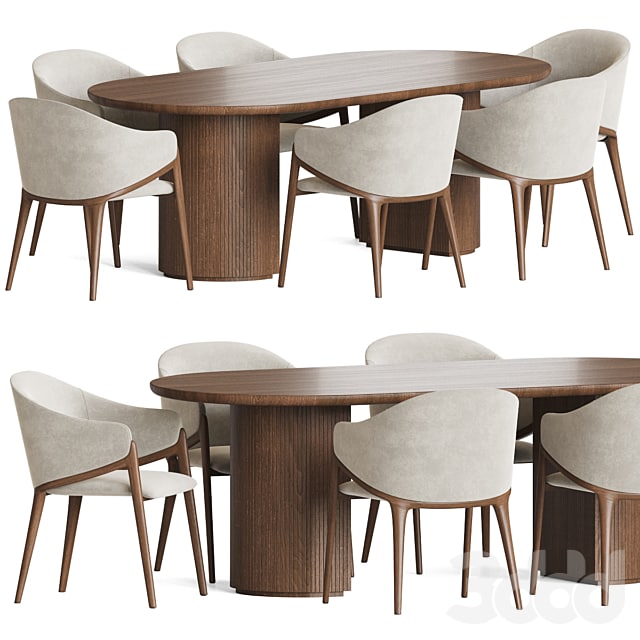 Angelcerda Chair Moon Table Dining Set
