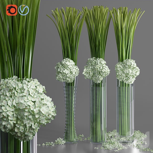 Big Hydrangea Leaf Vases Decorative Set