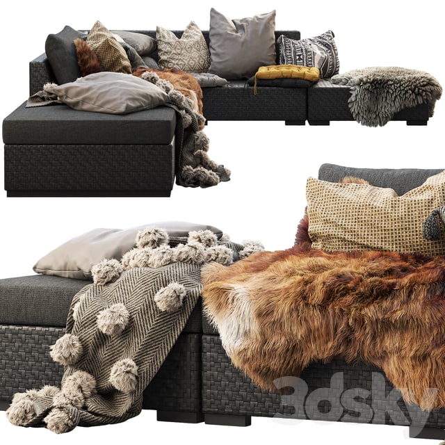 Brown Jordan 4M outdoor wicker modular sofa